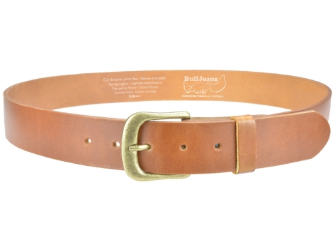BULLJEANS N°12 | Ceinturon Homme couleur cognac boucle arrondie fine finition laiton