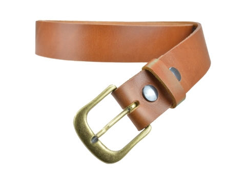 BULLJEANS N°12 | Ceinturon Homme couleur cognac boucle arrondie fine finition laiton 3