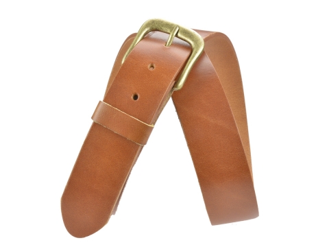 BULLJEANS N°12 | Ceinturon Homme couleur cognac boucle arrondie fine finition laiton 4