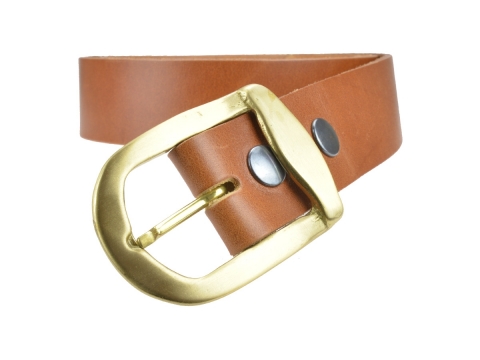 BULLJEANS N°13 | Ceinturon cuir cognac boucle vintage laiton massif