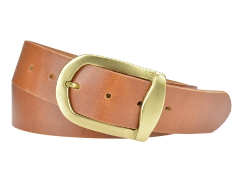 BULLJEANS N°13 | Ceinturon cuir cognac boucle vintage laiton massif 2