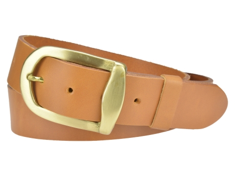 BULLJEANS N°13 | Ceinturon cuir camel boucle vintage laiton massif 4