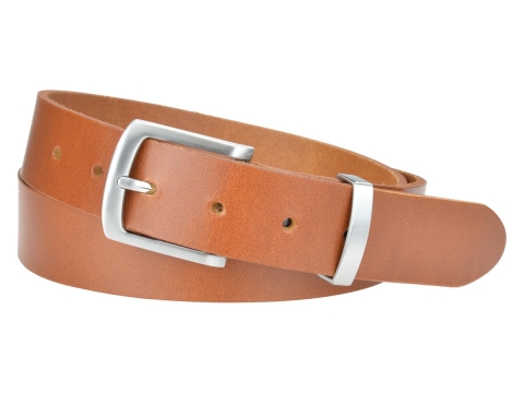 BULLJEANS35 N°1 | Ceinture cuir cognac boucle fine polyvalente carrée brossée 2