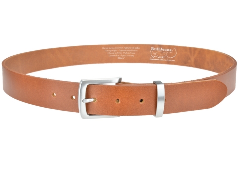 BULLJEANS35 N°1 | Ceinture cuir cognac boucle fine polyvalente carrée brossée 3