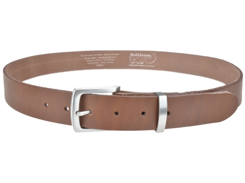 BULLJEANS35 N°1 | Ceinture cuir couleur châtaigne boucle fine polyvalente carrée brossée