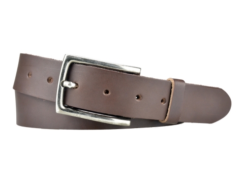 BULLJEANS35 N°2 | Ceinture cuir couleur marron boucle rectangulaire finition anthracite 4