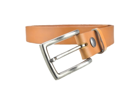 BULLJEANS35 N°2 | Ceinture cuir couleur camel boucle rectangulaire finition anthracite 2