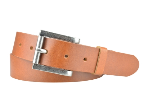 BULLJEANS35 N°3 | Ceinture cuir couleur cognac boucle rouleau anthracite 2