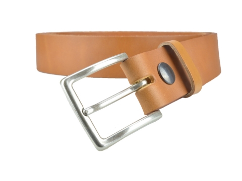 BULLJEANS35 N°4 | Ceinture cuir camel polyvalent boucle fine argent