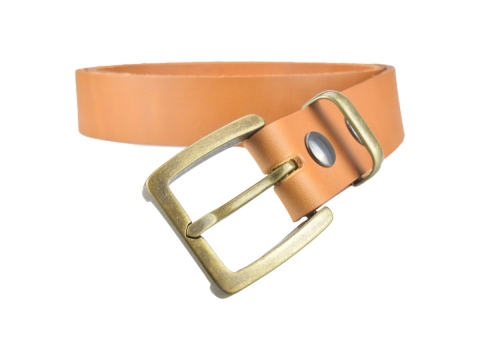 BULLJEANS35 N°5 | Ceinture cuir couleur camel boucle rectangulaire finition laiton 3