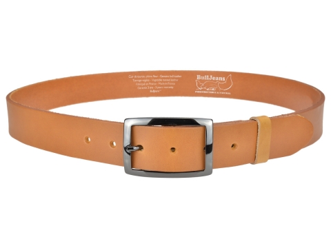 BULLJEANS35 N°6 | Ceinture camel boucle rectangle couleur canon de fusil  