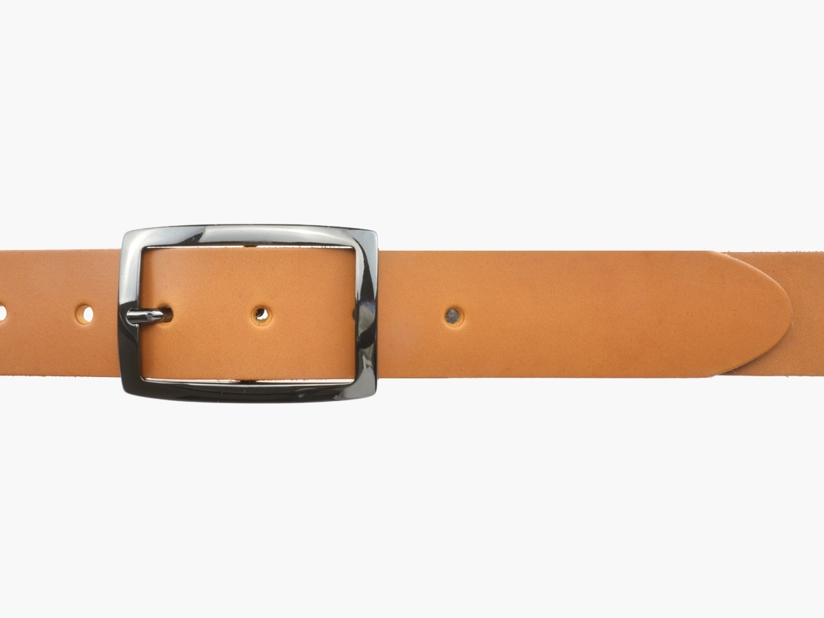 BULLJEANS35 N°6 | Ceinture camel boucle rectangle couleur canon de fusil  2