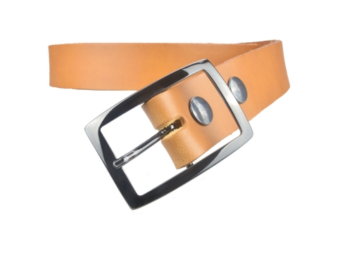 BULLJEANS35 N°6 | Ceinture camel boucle rectangle couleur canon de fusil  3