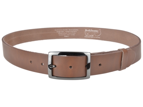 BULLJEANS35 N°6 | Ceinture châtaigne boucle rectangle couleur canon de fusil  
