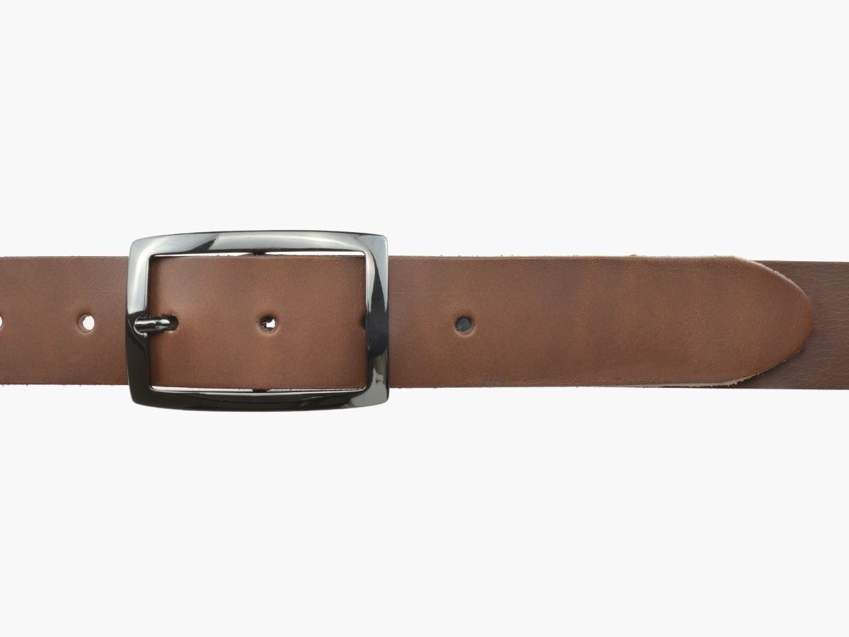 BULLJEANS35 N°6 | Ceinture châtaigne boucle rectangle couleur canon de fusil  2