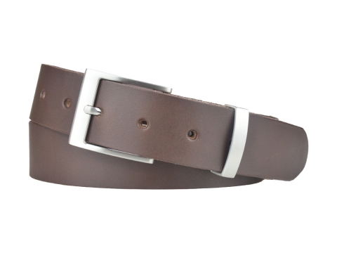 BULLJEANS35 N°7 | Ceinture marron boucle plate fine brossée