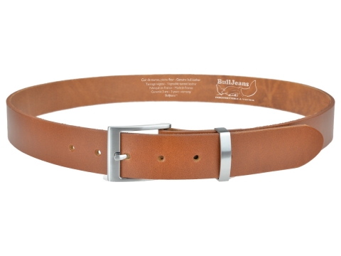 BULLJEANS35 N°7 | Ceinture cognac boucle plate fine brossée