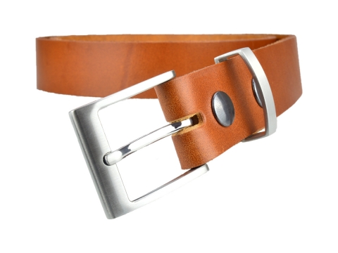 BULLJEANS35 N°7 | Ceinture cognac boucle plate fine brossée 2