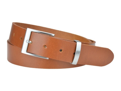 BULLJEANS35 N°7 | Ceinture cognac boucle plate fine brossée 3