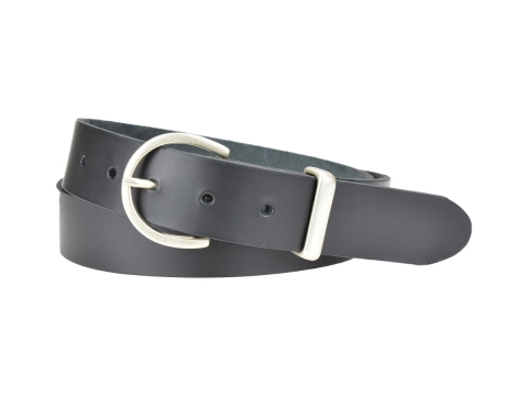 BULLJEANS35 N°9 | Ceinture noire boucle fine ronde finition argent