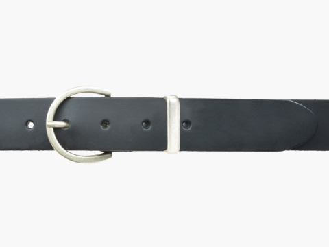 BULLJEANS35 N°9 | Ceinture noire boucle fine ronde finition argent 3