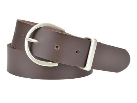 BULLJEANS35 N°9 | Ceinture marron boucle fine ronde finition argent 2