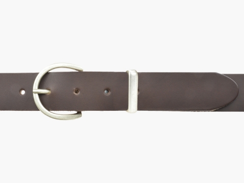 BULLJEANS35 N°9 | Ceinture marron boucle fine ronde finition argent 4