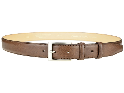 GAROT CLASSIQUE 35MM | N°3 Ceinture habillée marron, piquée, doublure beige