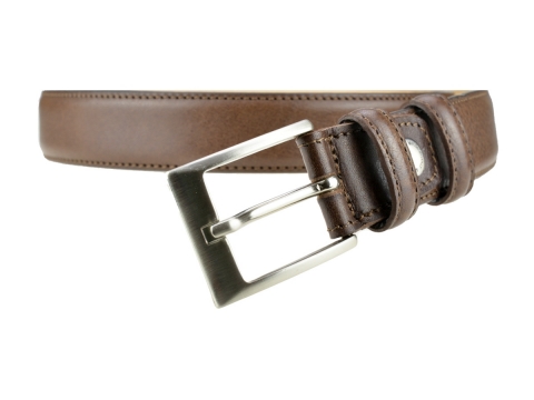 GAROT CLASSIQUE 35MM | N°3 Ceinture habillée marron, piquée, doublure beige 3