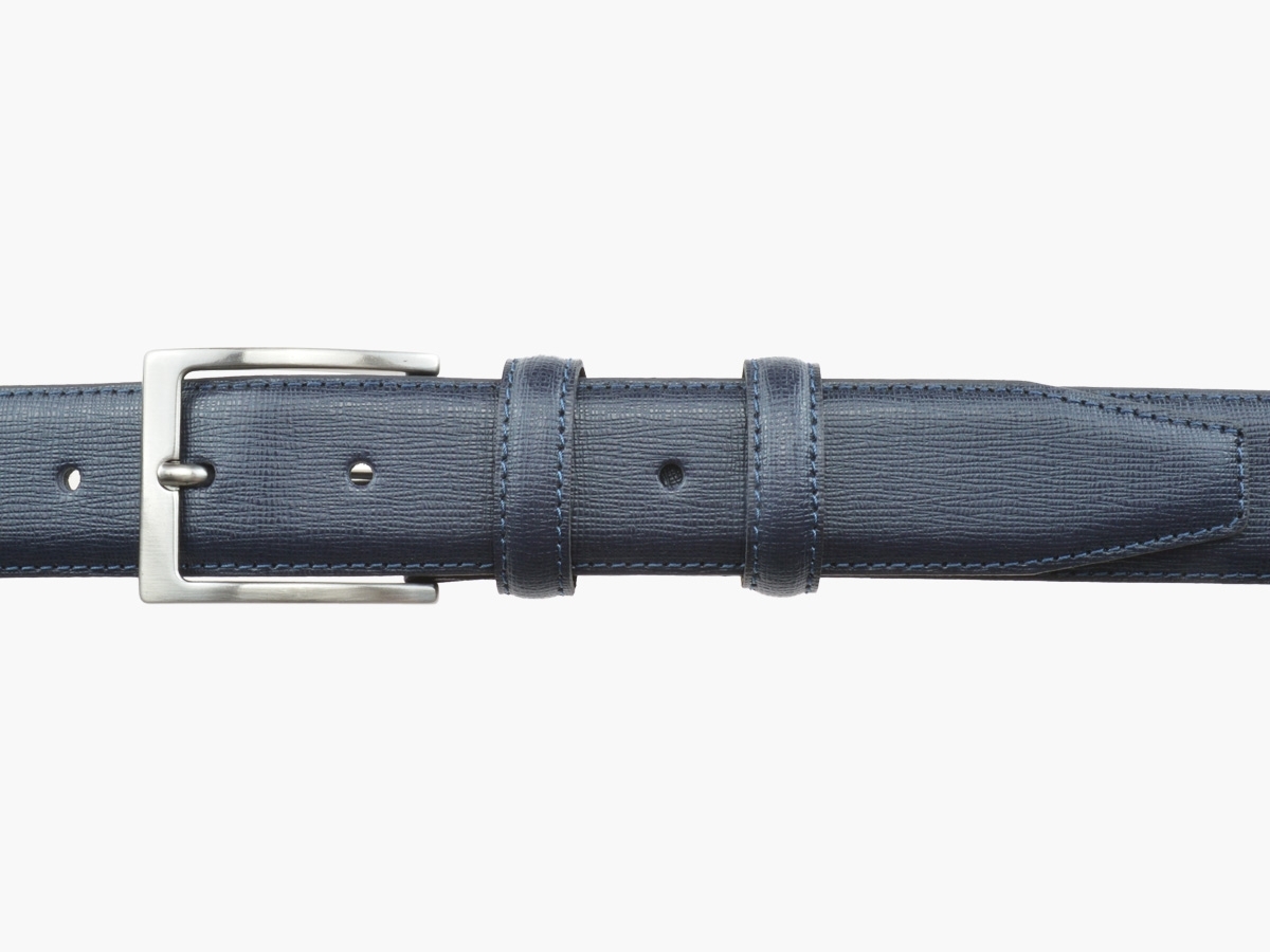 GAROT CLASSIQUE 35MM | N°7 Ceinture bleue en cuir finition papyrus