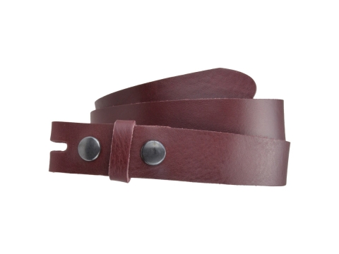 Ceinture sans boucle en cuir largeur 3 cm couleur bordeaux