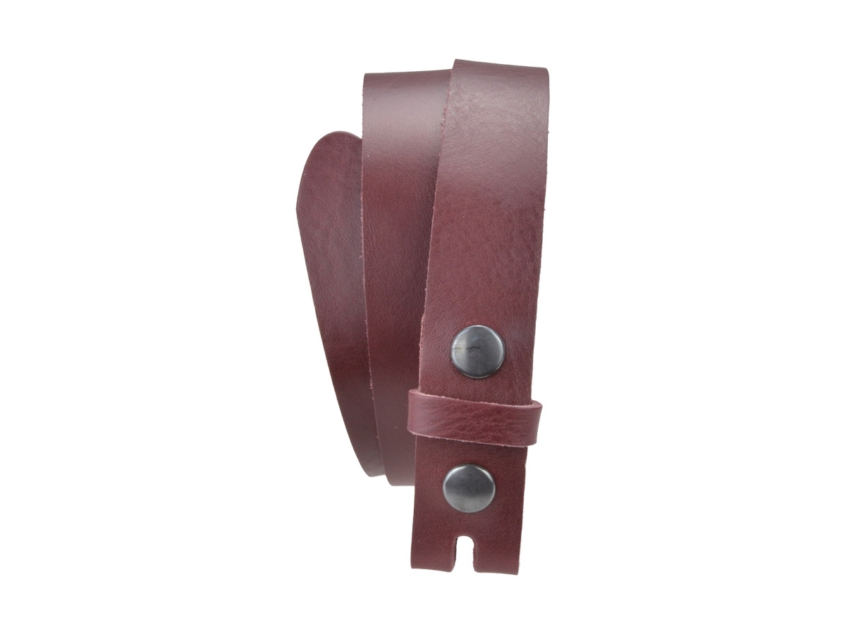 Ceinture sans boucle en cuir largeur 3 cm couleur bordeaux 2