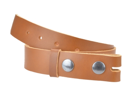 Ceinture sans boucle en cuir largeur 3 cm couleur cognac 2