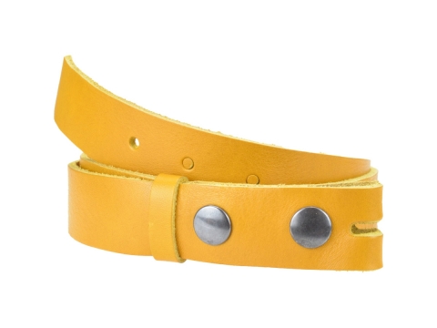 Ceinture sans boucle en cuir largeur 3 cm couleur Moutarde