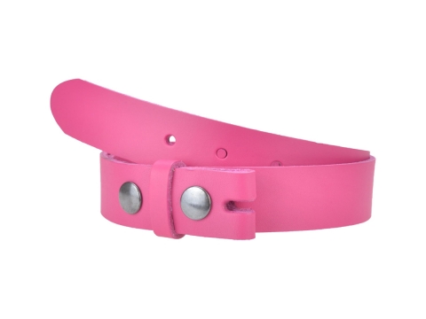 Ceinture sans boucle en cuir largeur 3 cm couleur rose fushia 2