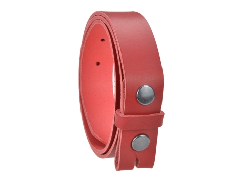 Ceinture sans boucle en cuir largeur 3 cm couleur rouge