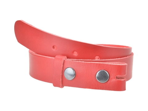 Ceinture sans boucle en cuir largeur 3 cm couleur rouge 2