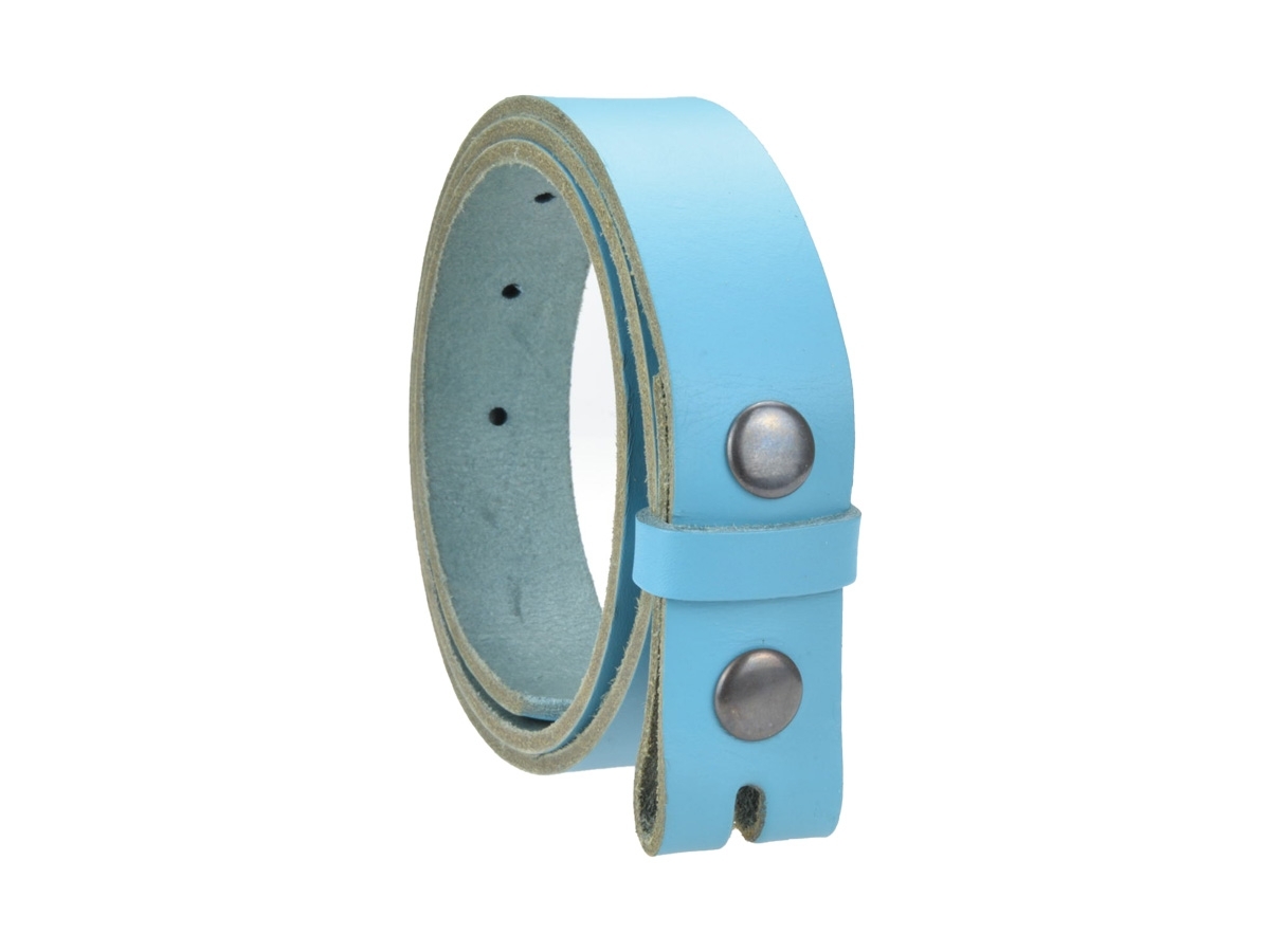 Ceinture sans boucle en cuir largeur 3 cm couleur turquoise 2