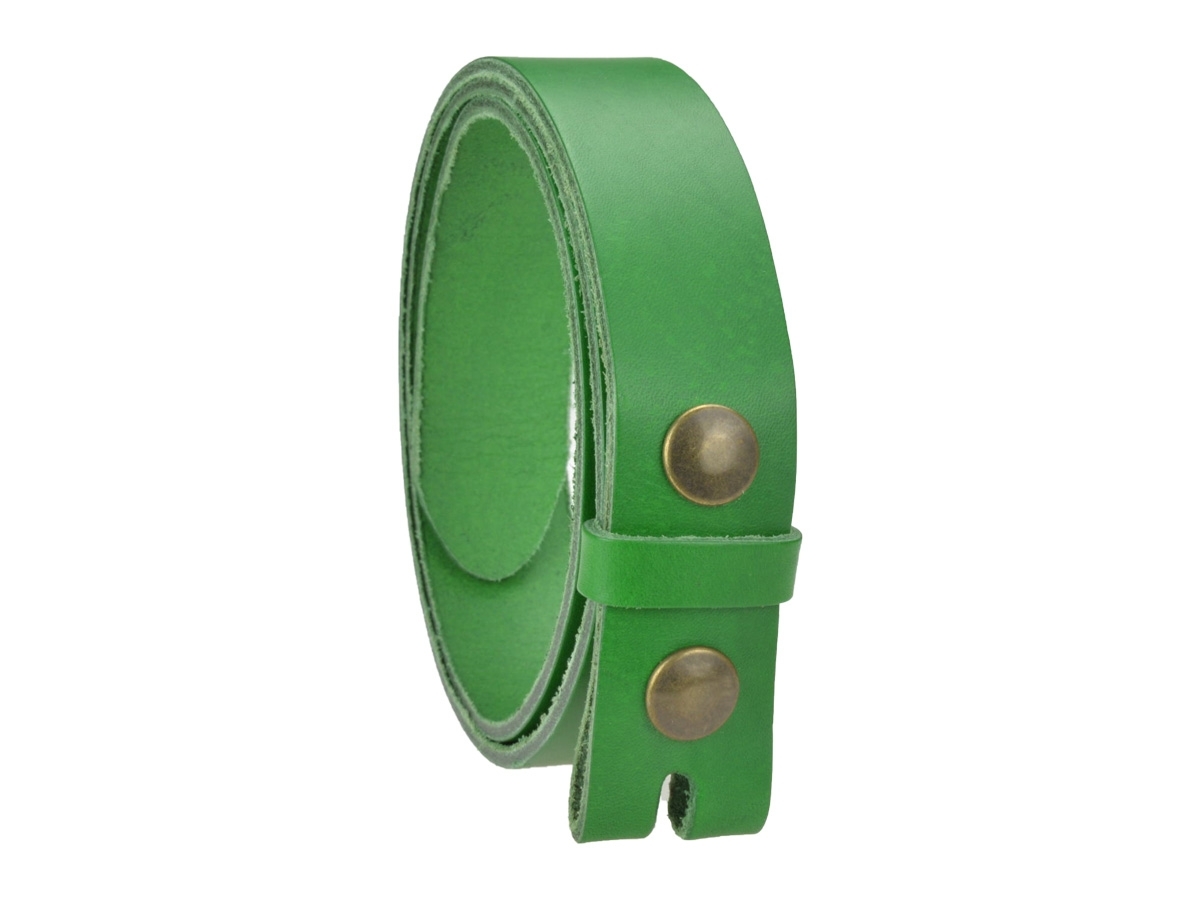 Ceinture sans boucle en cuir largeur 3 cm couleur vert ficus 2