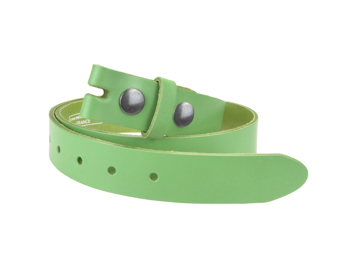 Ceinture sans boucle en cuir largeur 3 cm couleur vert pomme