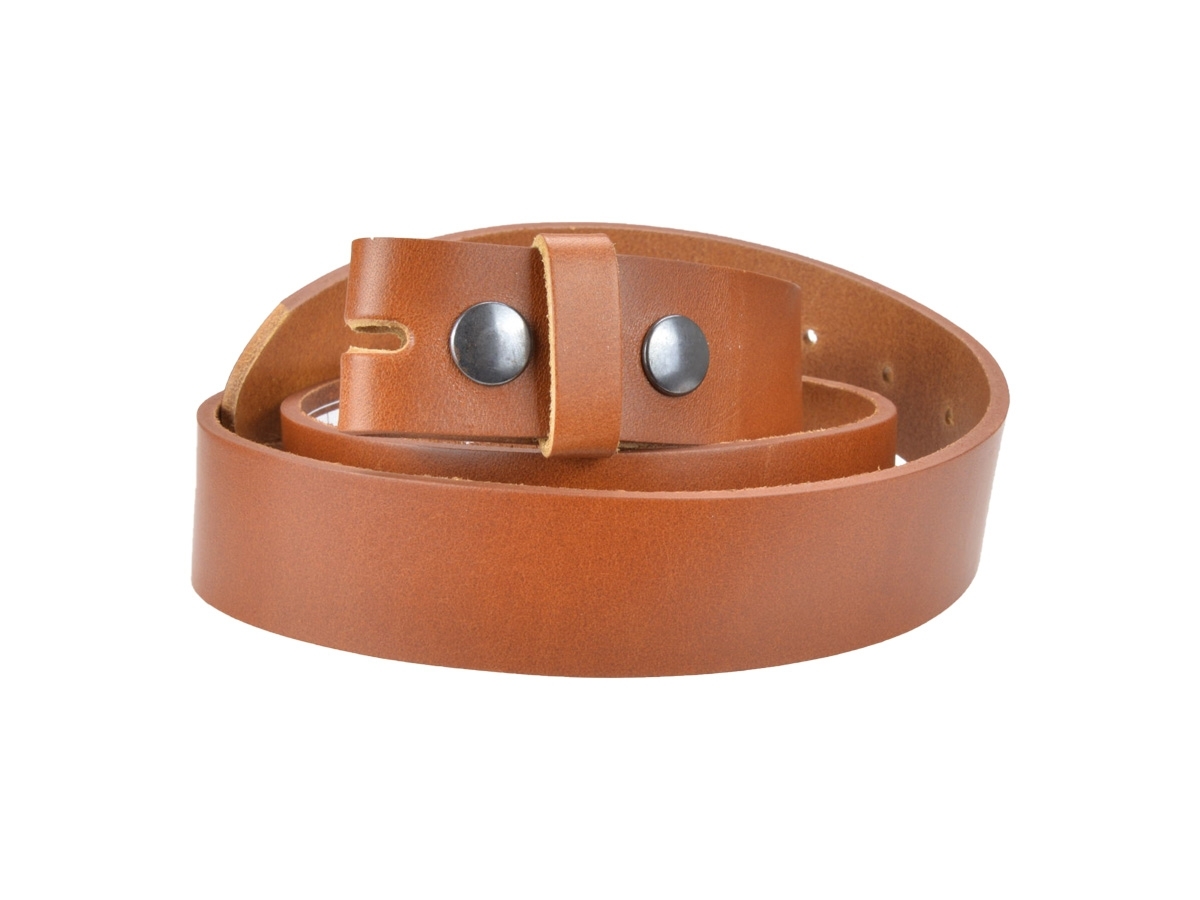 Ceinture sans boucle en cuir pour boucle de 3.5 cm couleur cognac