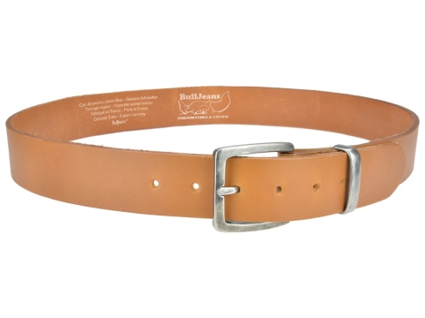 BULLJEANS N°01 | Ceinturon cuir couleur camel pour Homme boucle carré anthracite 2