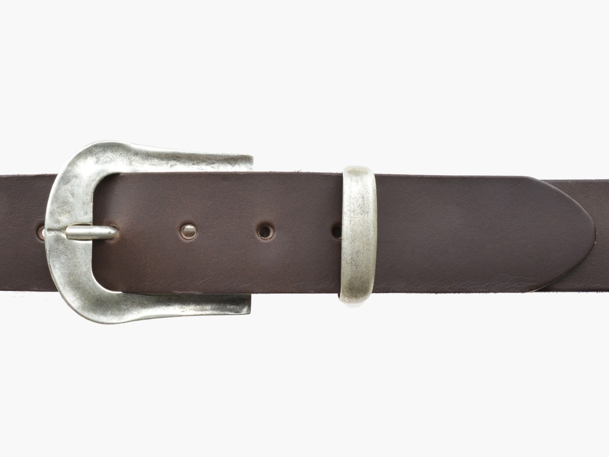BULLJEANS N°05 | Ceinturon Western en cuir de couleur marron boucle finition argent