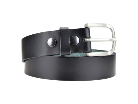 BULLJEANS N°06 | Ceinturon en cuir de couleur noir pour Homme avec une boucle arrondi finition argent 3