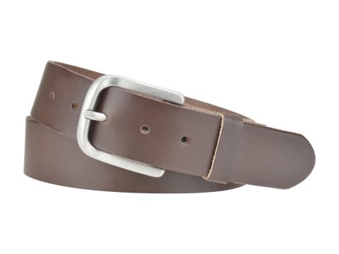BULLJEANS N°06 | Ceinturon en cuir de couleur marron pour Homme avec une boucle arrondi finition argent 3
