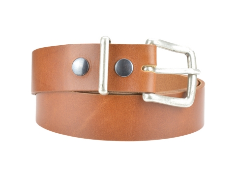 BULLJEANS N°07 | Ceinturon cuir Homme de couleur cognac boucle carrée finition argent 3