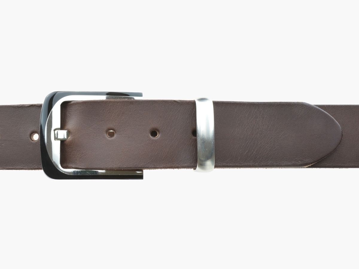 BULLJEANS N°08 | Ceinturon cuir couleur marron homme boucle habillée bi-ton