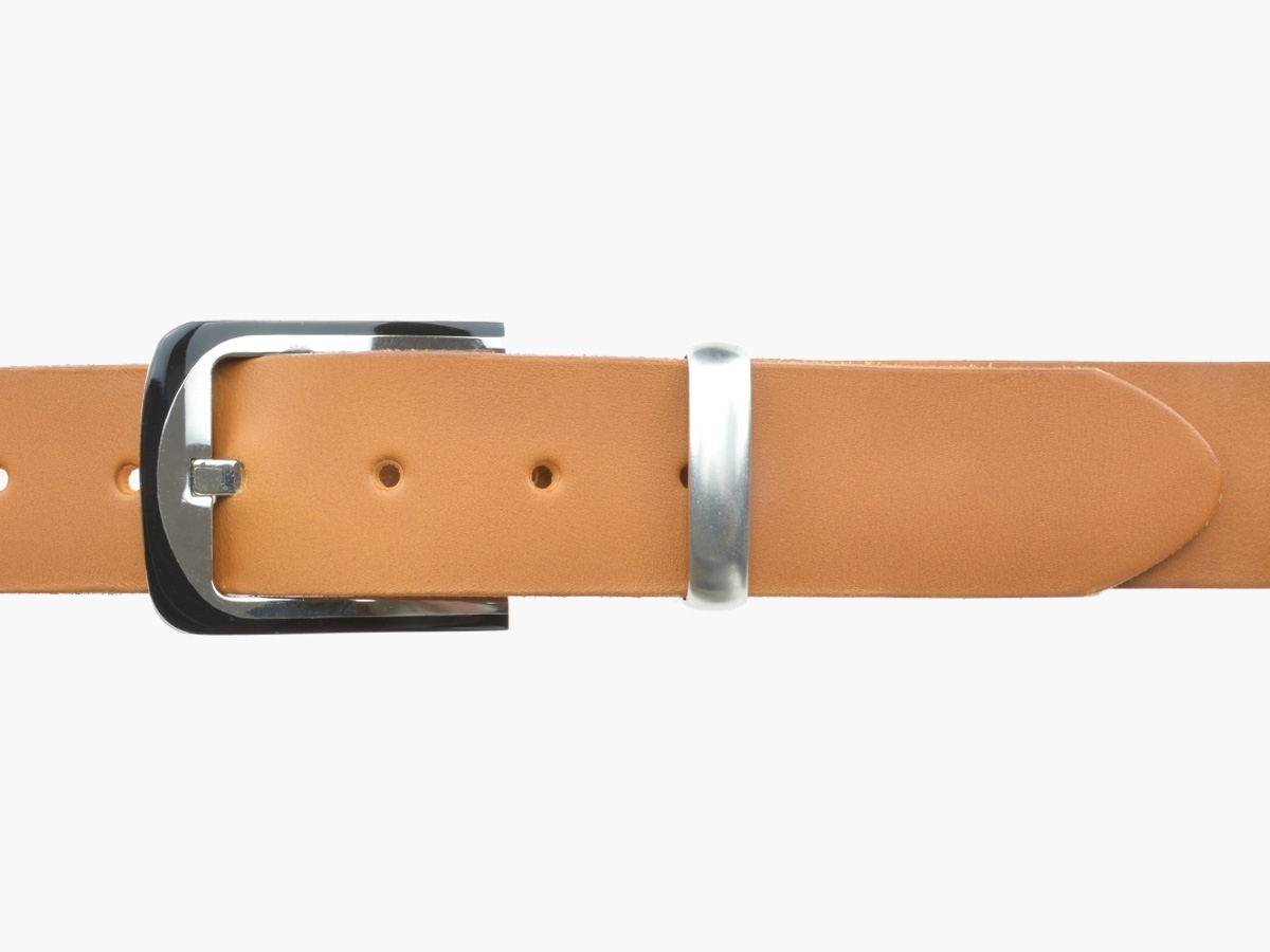 BULLJEANS N°08 | Ceinturon cuir couleur camel homme boucle habillée bi-ton