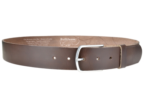 BULLJEANS N°09 | Ceinturon en cuir couleur marron Homme boucle fine semi brillante 2